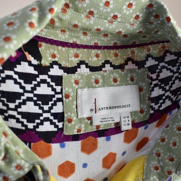 Anthropologie Everyway Shirtdress Patchwork Midi Multi-color Dress - 6 - Picture 11 of 11